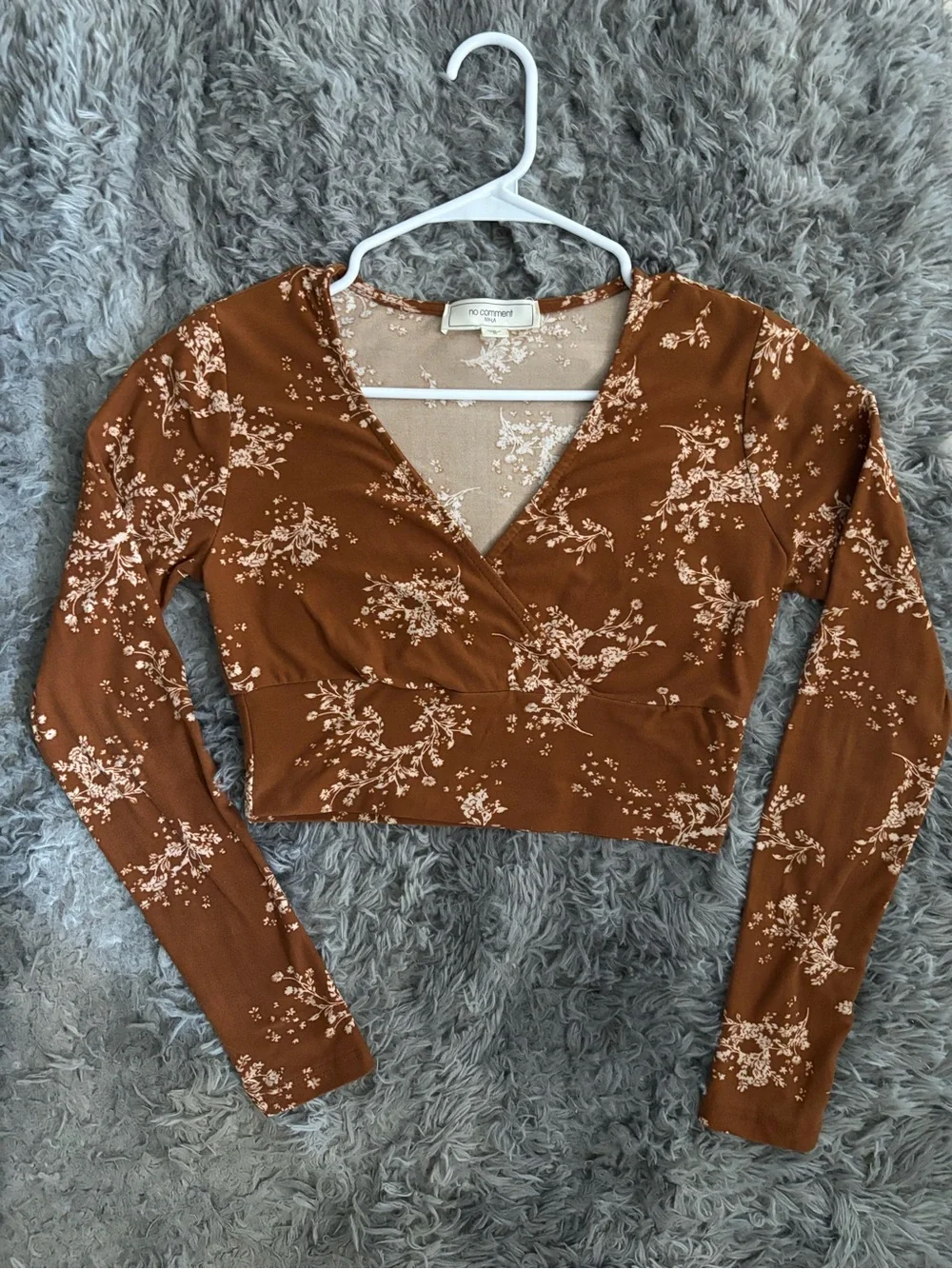 Floral Wrap Crop Top - Rust